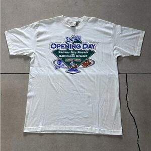 1997 Vintage Kansas City Royals Deadstock Opening Day White T Shirt Size XL